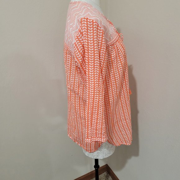 Oliphant Tassel Tie Top size Medium orange white lightweight size Medium - Picture 4 of 5